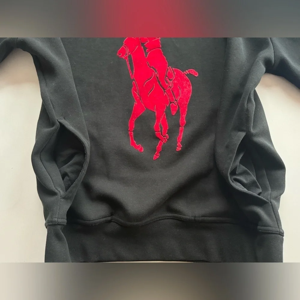 Polo Ralph Lauren Black Big Pony Pullover Hoodie Sweater Men’s Size M